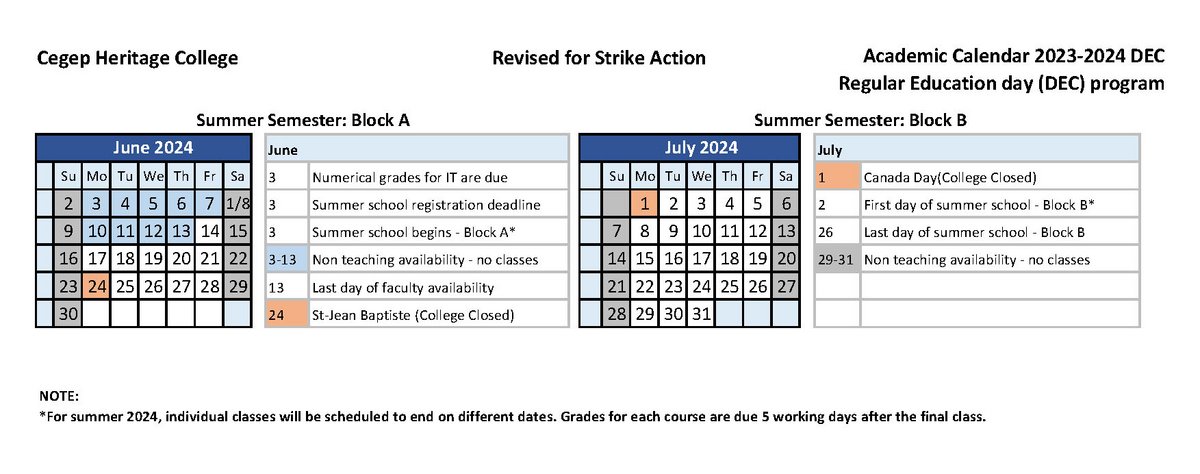 Academic Calendar | Heritage Academic Calendar | Heritage